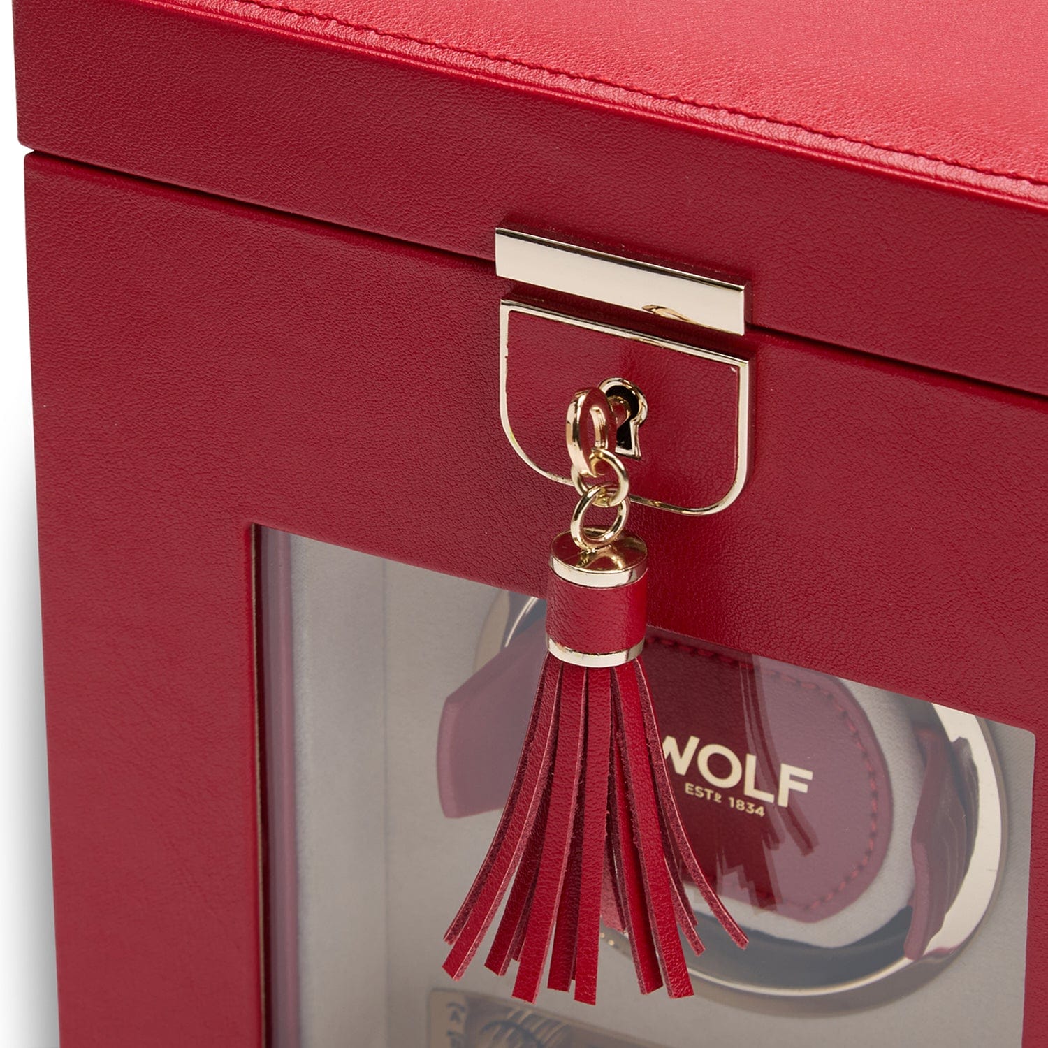 Wolf1834 Watch Winder Palermo Single Watch Winder with Jewelry Storage-Red