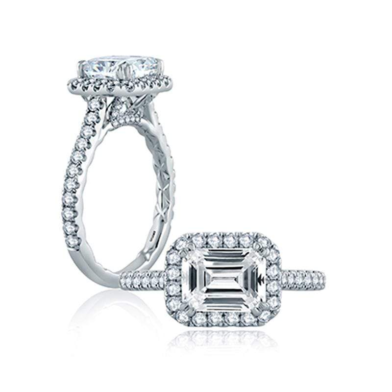 A. Jaffe Engagement Ring A. Jaffe East/West Emerald Cut Pavé Halo Ring ME2149Q