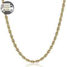 Load image into Gallery viewer, Capri Chain Diamond Cut Rope Chain 22 inches 4mm Semi Solid 10K Yellow Gold