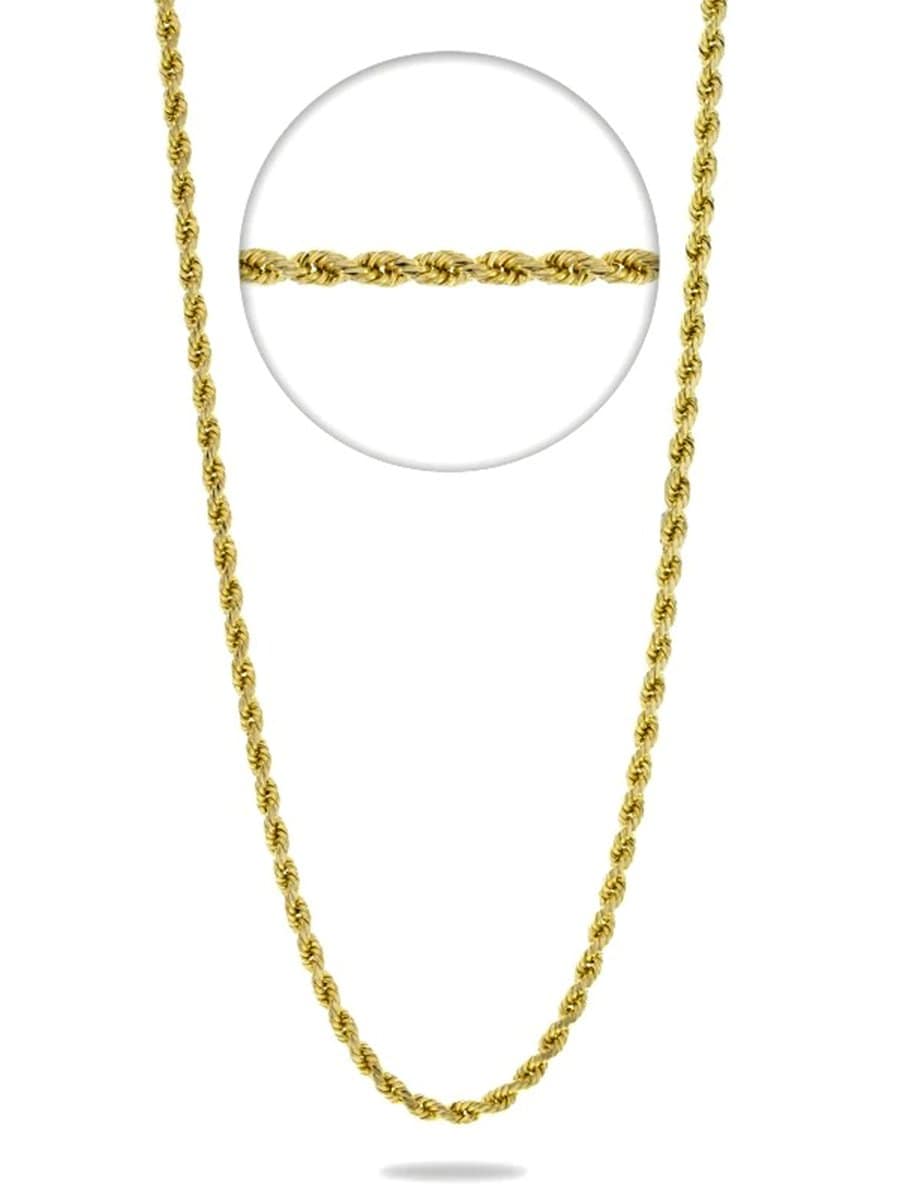Capri Chain Diamond Cut Rope Chain Semi Solid 22in 3mm 10K Yellow Gold