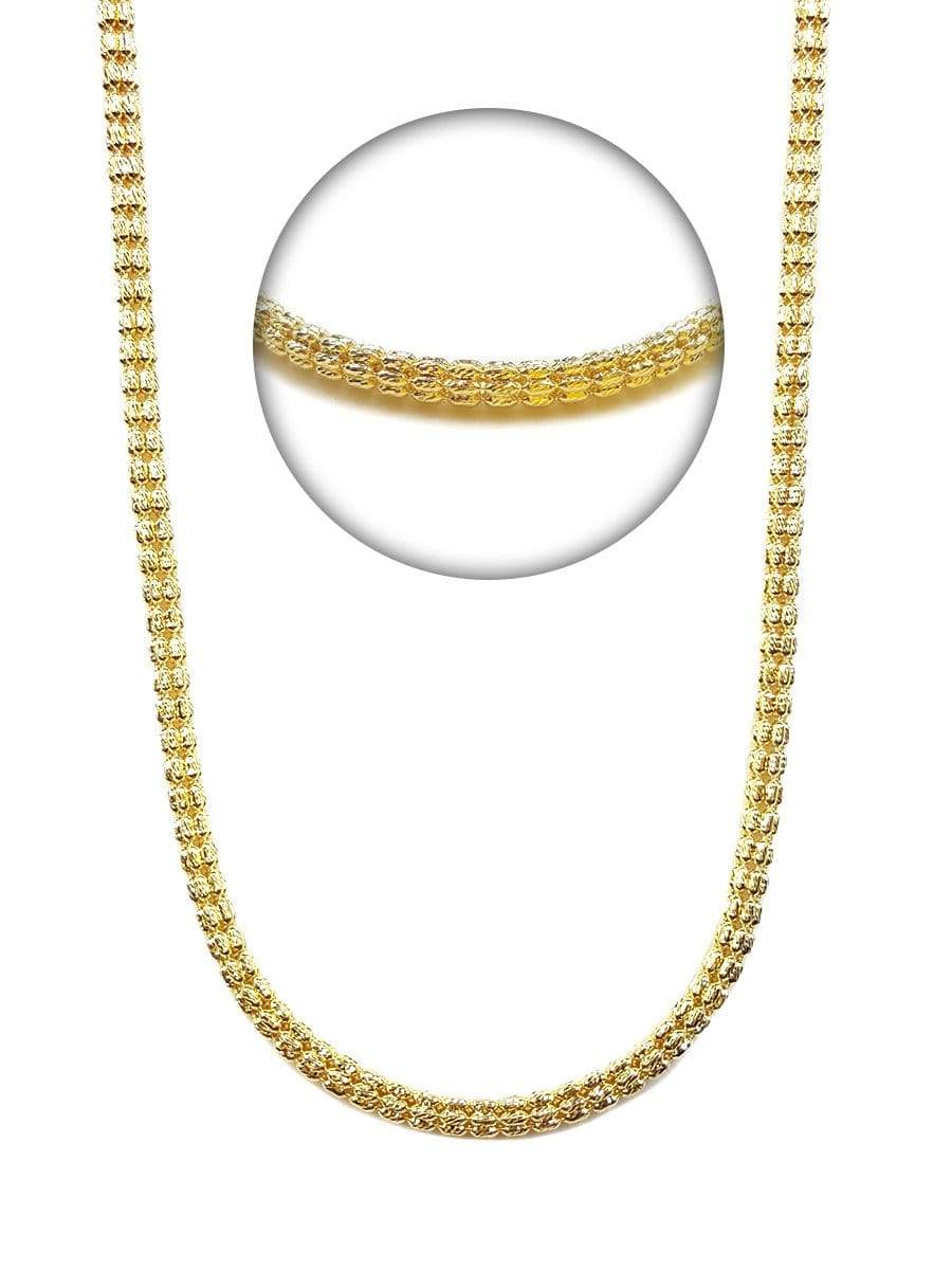 Capri Chain Yellow Gold Diamond Cut Ice Link Chain 24in 3.5mm 10K