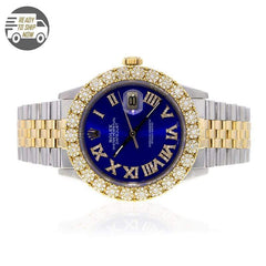 Capri Custom Watch Custom 1.50ctw Diamond Rolex DateJust 36MM Royal Blue Face Watch