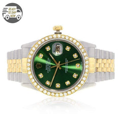 Capri Custom Watch Custom 2.50ctw Diamond Rolex DateJust 36MM Green Face Watch
