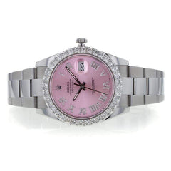 Capri Custom Watch Custom 4.10ctw Diamond Rolex Oyester Perpetual DateJust II 41MM Light Pink Face Watch