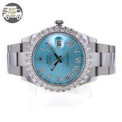 Capri Custom Watch Custom 4.60ctw Diamond Rolex Oyester Perpetual DateJust II 41MM Light Blue Face Watch