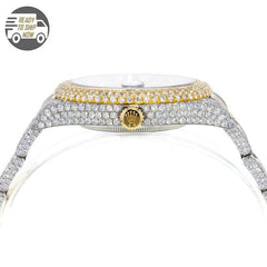 Capri Custom Watch Custom Flower Setting 17.50ctw Diamond Rolex DateJust 41MM Royal Blue Face Watch