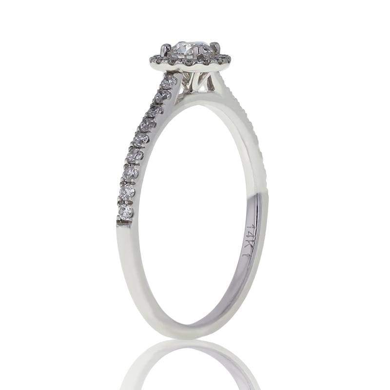 Capri Engagement Ring 0.50ctw Diamond Halo White Gold Ring 14K