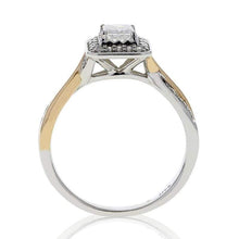 Load image into Gallery viewer, Capri Engagement Ring 0.50ctw Princess Cut Diamond Halo Two Tone Ring 14K