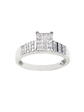 Load image into Gallery viewer, Capri Engagement Ring 0.50ctw Princess Cut Rectangle Quad Set Ring 10K