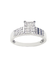 Capri Engagement Ring 0.50ctw Princess Cut Rectangle Quad Set Ring 10K