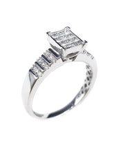 Load image into Gallery viewer, Capri Engagement Ring 0.50ctw Princess Cut Rectangle Quad Set Ring 10K