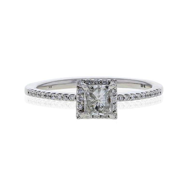 Capri Engagement Ring 0.64ctw Princess Cut Diamond Halo Ring 14K