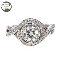 Load image into Gallery viewer, Capri Engagement Ring 1.25ctw Round Diamond Halo Style Twisted Band Ring 14K