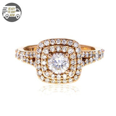 Capri Engagement Ring 1.50ctw Diamond Double Halo Rose Gold Ring 14K