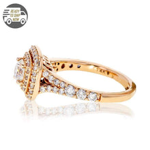 Load image into Gallery viewer, Capri Engagement Ring 1.50ctw Diamond Double Halo Rose Gold Ring 14K