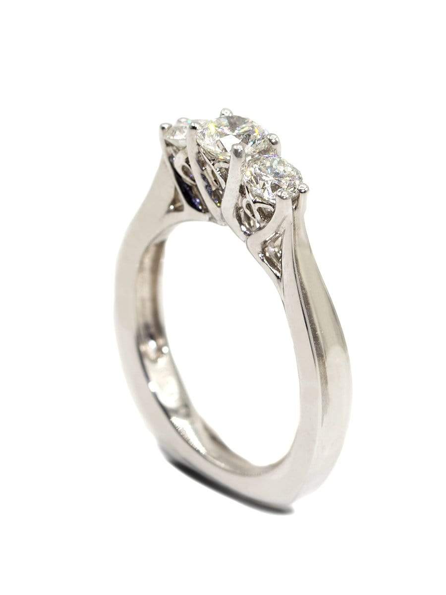 Capri Engagement Ring 1ctw three stone diamond band ring 18K