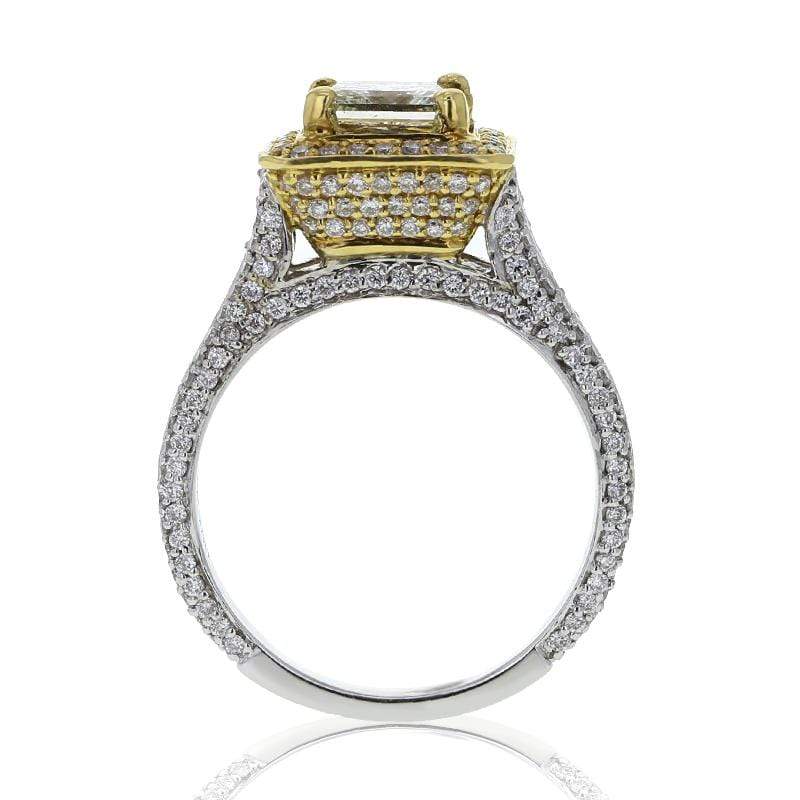 Capri Engagement Ring 2.78ctw Diamond Princess Cut Halo Bridal Ring 18K