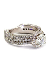 Capri Engagement Ring 4ctw round halo euro shank channel set diamond ring 14K