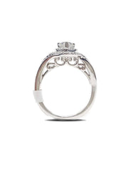 Capri Engagement Ring Diamond Halo 0.81ctw Heart shape White Gold Ring 14K