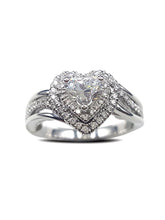 Load image into Gallery viewer, Capri Engagement Ring Diamond Halo 0.81ctw Heart shape White Gold Ring 14K
