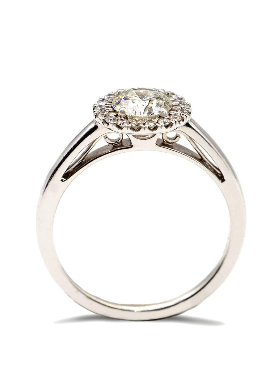 Capri Engagement Ring GIA 0.89 ctw Round Halo Solitaire white gold ring 14K
