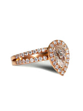 Load image into Gallery viewer, Capri Engagement Ring Pear shaped diamond halo double band rose gold ring 18K