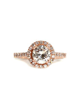 Load image into Gallery viewer, Capri Engagement Ring Round diamond victorian halo rose gold ring 14K