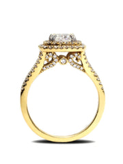 Capri Engagement Ring Round double halo split shank diamond engagement ring 18K