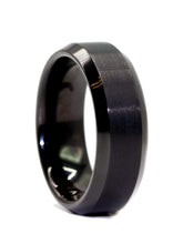 Load image into Gallery viewer, Capri Mens Band Black brushed with polished beveled comfort fit tungsten carbide band