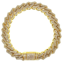Load image into Gallery viewer, Capri Mens Bracelet 10.44ctw Diamond Yellow Gold Jagged Edge Cuban Link Bracelet 10K