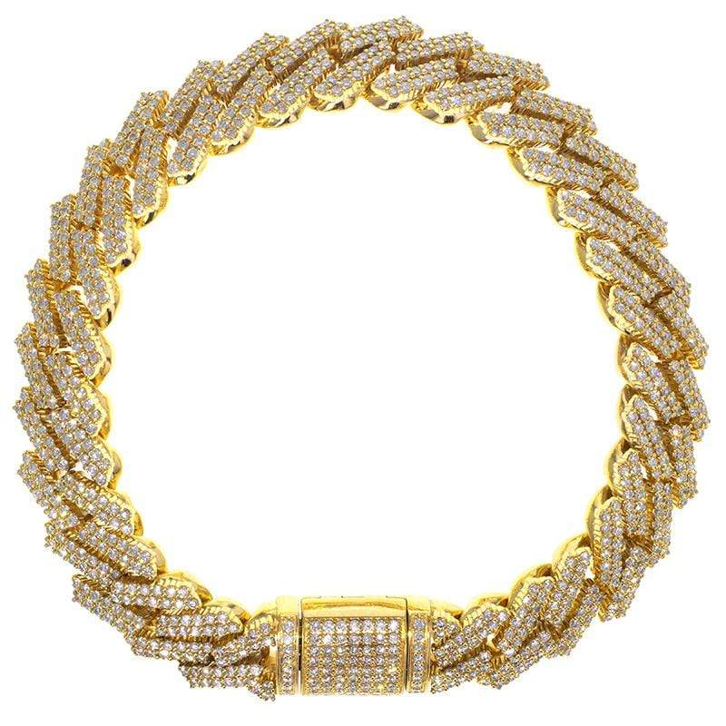 Capri Mens Bracelet 10.44ctw Diamond Yellow Gold Jagged Edge Cuban Link Bracelet 10K