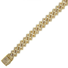 Capri Mens Bracelet 10.44ctw Diamond Yellow Gold Jagged Edge Cuban Link Bracelet 10K