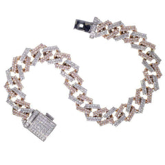 Capri Mens Bracelet 6.65ctw Diamond Two Tone Miami Cuban Link Bracelet 10K