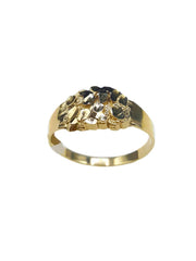 Capri Mens Ring Diamond-Cut Gold Nugget Ring Size 10.5 10K