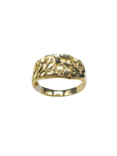Load image into Gallery viewer, Capri Mens Ring Diamond-Cut Gold Nugget Ring Size 9 10K