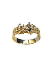 Capri Mens Ring Diamond-Cut Gold Nugget Ring Size 9.25 10K