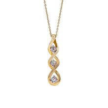 Load image into Gallery viewer, Capri Necklace 1/10ctw Diamond Yellow Gold 3-Stone Necklace 10K