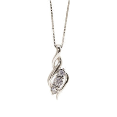 Capri Necklace 1/6 ct tw Trio Diamond Radiant White Gold Necklace 10K