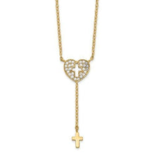Load image into Gallery viewer, Capri Necklace Heart With Cross CZ Necklace 14K