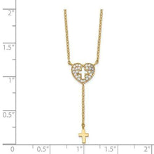 Load image into Gallery viewer, Capri Necklace Heart With Cross CZ Necklace 14K