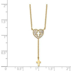 Capri Necklace Heart With Cross CZ Necklace 14K