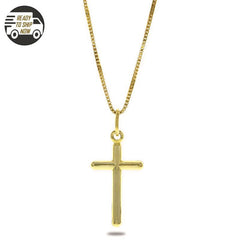 Capri Pendant Gold Polished Cross with Chain Necklace 14K