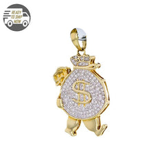 Capri Pendant Holding a Money Bag Diamond Pendant in Yellow Gold 10K