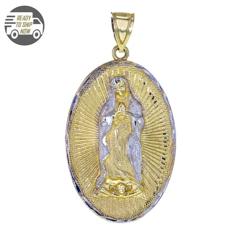 Capri Pendant Our Lady of Guadalupe Oval Gold Pendant 10K