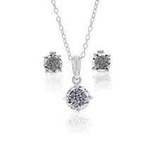 Load image into Gallery viewer, Capri Pendant Set 1/4ctw Diamond Pendant and Earring Set in Sterling Silver