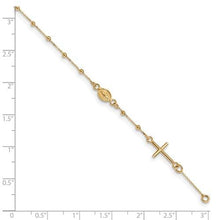 Load image into Gallery viewer, Capri_Q Bracelet Cross Rosary Gold Polished 7.5in Bracelet 14K