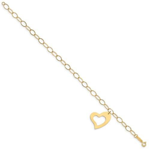 Capri_Q Bracelet Oval Link Open Chain With Heart Bracelet 14K