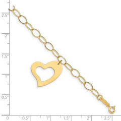 Capri_Q Bracelet Oval Link Open Chain With Heart Bracelet 14K