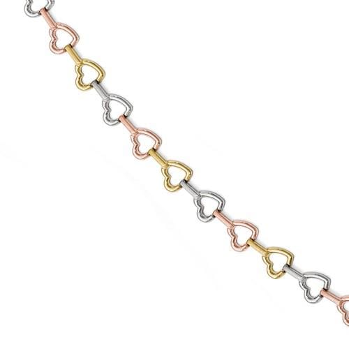 Capri_Q Bracelet Tri-Color Heart Bracelet 10K