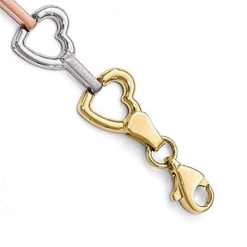 Capri_Q Bracelet Tri-Color Heart Bracelet 10K